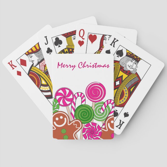 Trendy pink Christmas gingerbreads Poker Cards (Back)