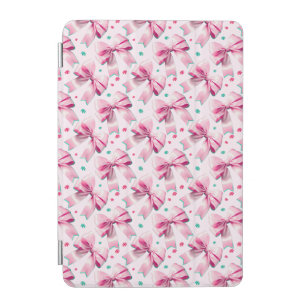 Trendy pink coquette bow pattern with cute girly iPad mini cover