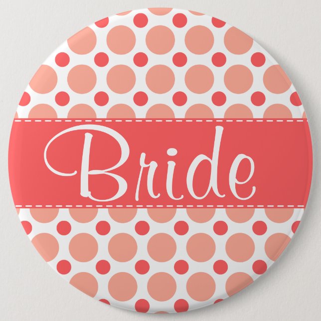 Trendy Pink & Coral Polka Dots Button (Front)