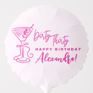 Trendy Pink Dirty Thirty 30th Birthday Napkins Balloon