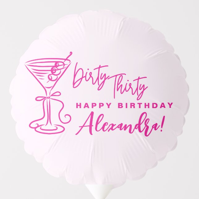 Trendy Pink Dirty Thirty 30th Birthday Napkins Balloon (Front)