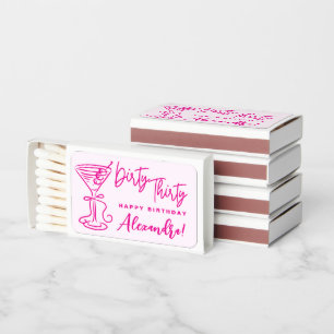 Trendy Pink Dirty Thirty 30th Birthday Napkins Matchboxes
