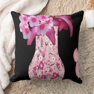Trendy Pink Ditsy Floral Throw Pillow