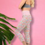 Trendy Pink Donut Sprinkles Modern Cute Fun Capri Leggings<br><div class="desc">Modern and trendy,  donuts are everywhere!  This cute,  whimsical design features my pink frosted doughnut with sprinkles that was hand painted in watercolors on a light blue background.</div>
