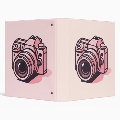Trendy Pink DSLR Camera Photography Personalized 3 Ring Binder