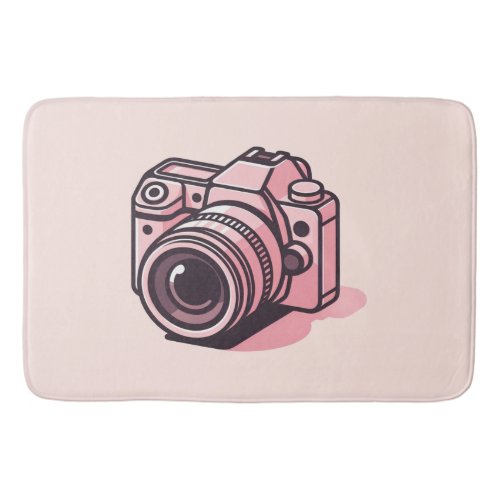 Trendy Pink DSLR Camera Photography Personalized Bath Mat