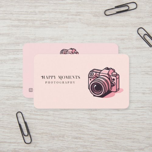 Trendy Pink DSLR Camera Photography Personalized Business Card