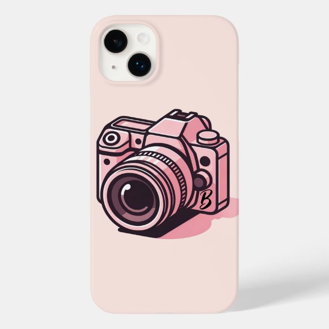 Trendy Pink DSLR Camera Photography Personalized Case-Mate iPhone Case (Back)