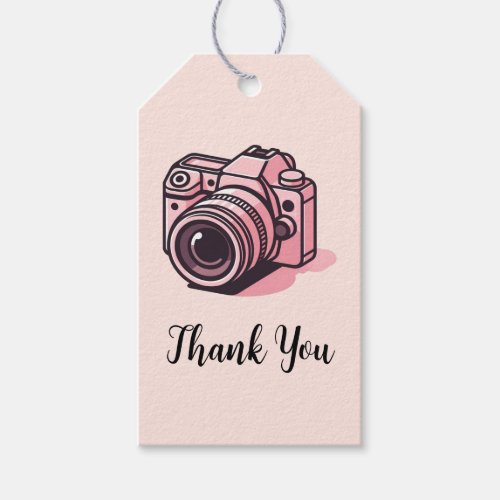 Trendy Pink DSLR Camera Photography Personalized Gift Tags