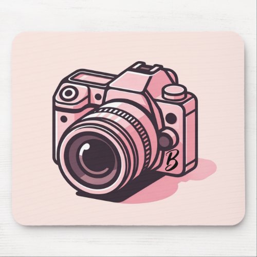 Trendy Pink DSLR Camera Photography Personalized Mouse Pad