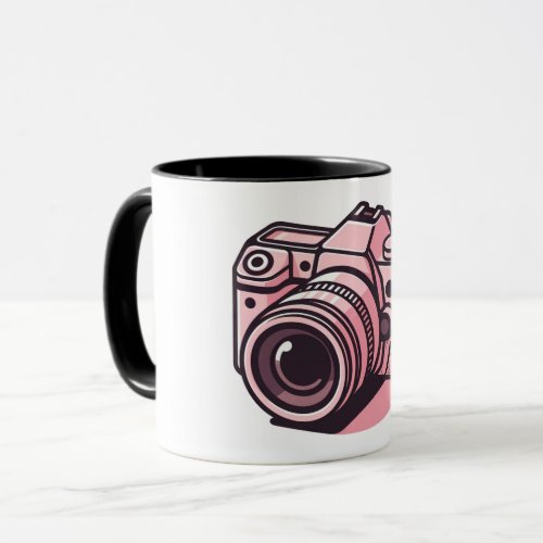 Trendy Pink DSLR Camera Photography Personalized Mug