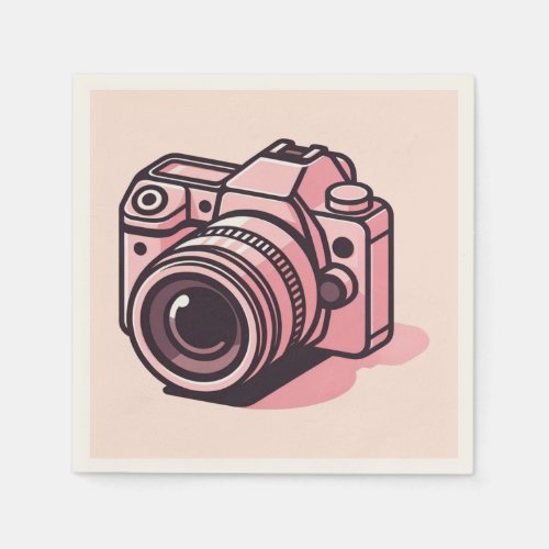 Trendy Pink DSLR Camera Photography Personalized Napkins