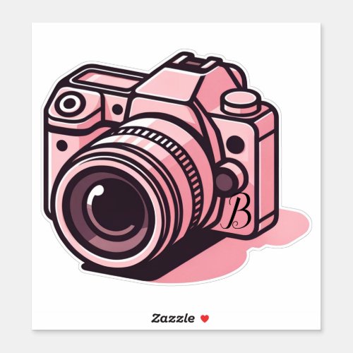 Trendy Pink DSLR Camera Photography Personalized Sticker