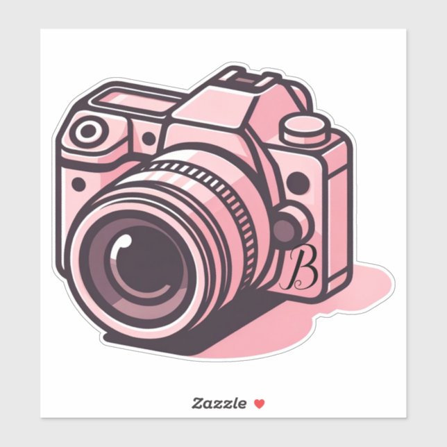 Trendy Pink DSLR Camera Photography Personalized Sticker (Sheet)