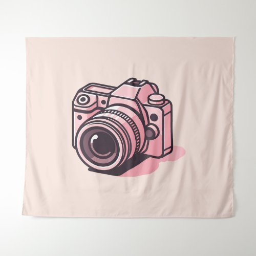 Trendy Pink DSLR Camera Photography Personalized Tapestry