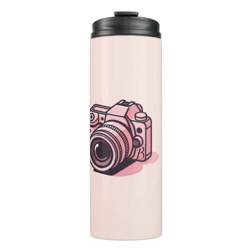 Trendy Pink DSLR Camera Photography Personalized Thermal Tumbler