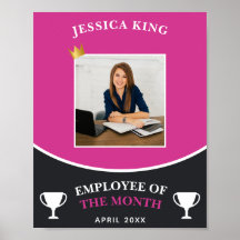 Trendy Pink Employee Of The Month Picture Award