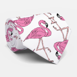 Trendy Pink Flamingo Pattern Neck Tie