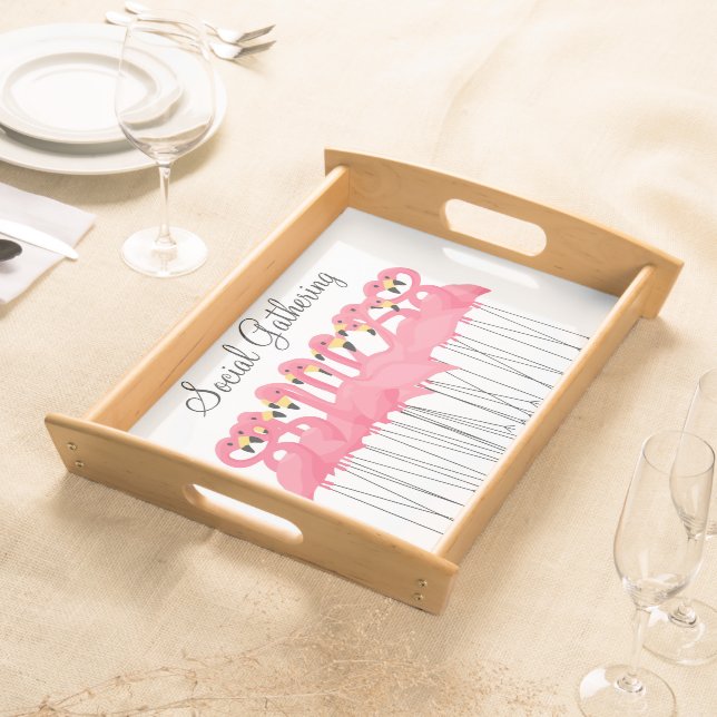 Trendy Pink Flamingo Serving Trays (Front)