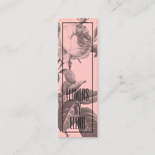 Trendy pink floral rose flowers girly pink florist mini business card