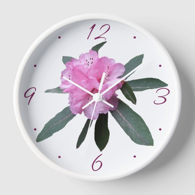 Trendy pink flowers M monogram floral modern boho  Clock (Front)
