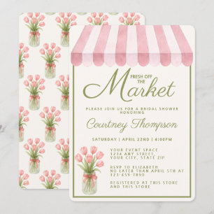 Trendy Pink Fresh Off The Market Bridal Shower Invitation