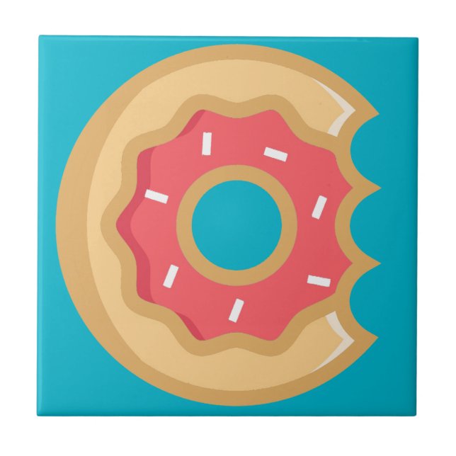 Trendy Pink Frosted Donut Ceramic Tile (Front)