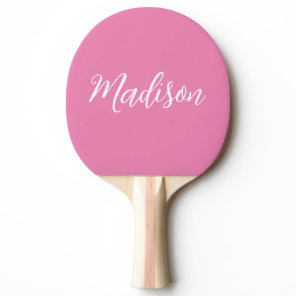 Trendy Pink Girls Name Handwritten Script Custom Ping Pong Paddle