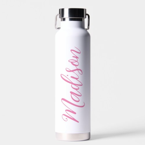 Trendy Pink Girls Name Handwritten Script Custom Water Bottle