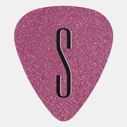 Trendy Pink Glitter Glam Stylish Monogrammed Guitar Pick