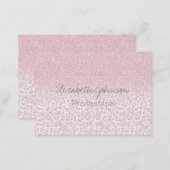 Trendy Pink Glitter & Leopard Print Ombre Design Business Card (Front/Back)