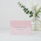 Trendy Pink Glitter & Leopard Print Ombre Design Business Card (Standing Front)
