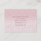 Trendy Pink Glitter & Leopard Print Ombre Design Business Card (Back)