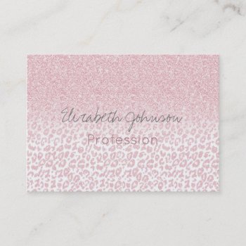 Trendy Pink Glitter & Leopard Print Ombre Design Business Card by Trendy_arT at Zazzle