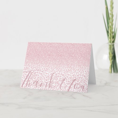 Trendy Pink Glitter  Leopard Print Ombre Design Holiday Card