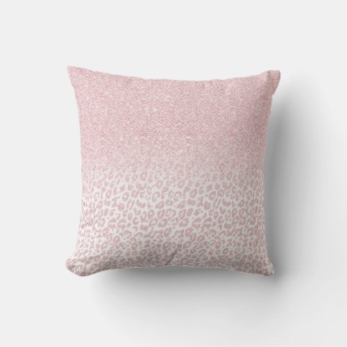 Trendy Pink Glitter  Leopard Print Ombre Design Throw Pillow