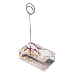 Trendy Pink Glitter Marble Place Card Holder