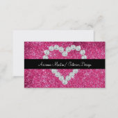 Trendy Pink Glitter Sparkly Diamond Heart Business Card (Front/Back)