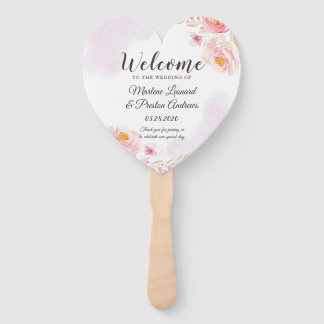 Trendy Pink & Gold Floral Wedding Program Hand Fan