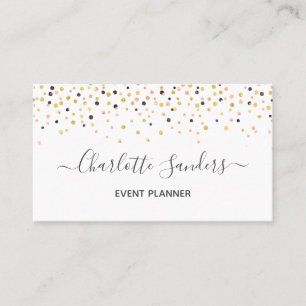 Trendy pink gold glitter confetti  business card