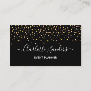 Trendy pink gold glitter confetti  business card