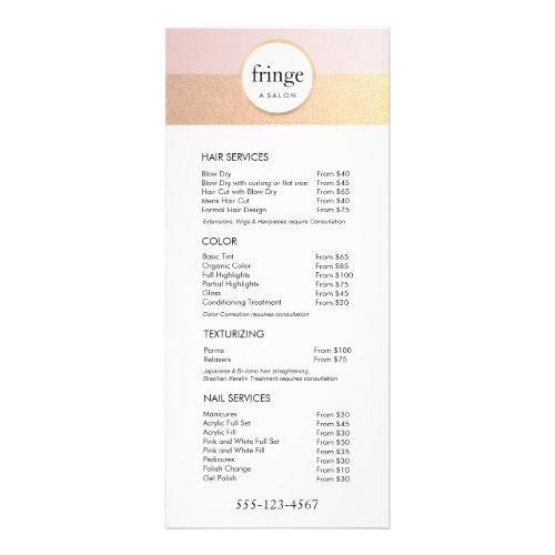 Trendy Pink Gold Salon Spa Price List Service Menu