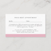 Trendy Pink Gold Watercolor Makeup Artist Appointment Card (Back)