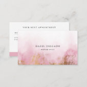 Trendy Pink Gold Watercolor Makeup Artist Appointment Card (Front/Back)