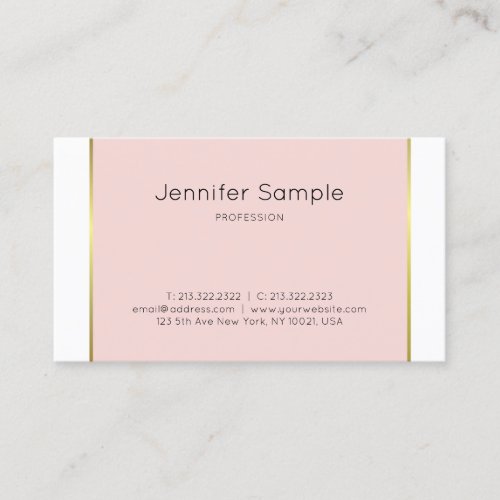 Trendy Pink Gold White Elegant Graphic Design Business Card