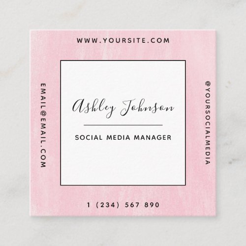 Trendy Pink Gradient Social Media QR Code Feminine Square Business Card