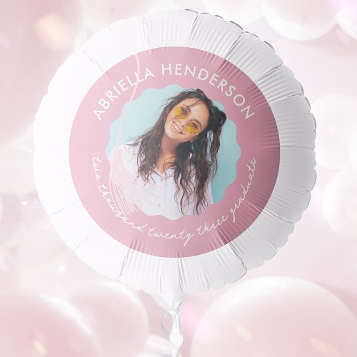 Trendy Pink Graduation Photo Balloon