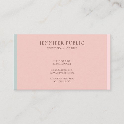 Trendy Pink Green Pastel Colors Template Elegant Business Card