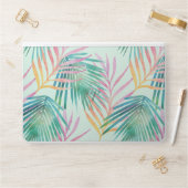 Trendy Pink & Green Watercolor Tropical Palm Leaf HP Laptop Skin (Desk)