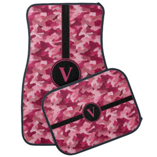 Trendy Pink, Grey, and Black Camo Personalized Car Floor Mat